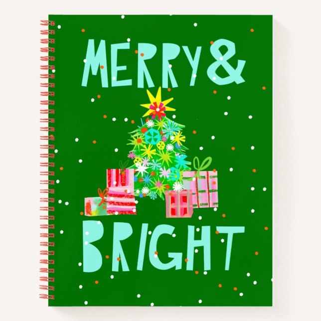 Merry & Bright Christmas Tree Notebook (Front)