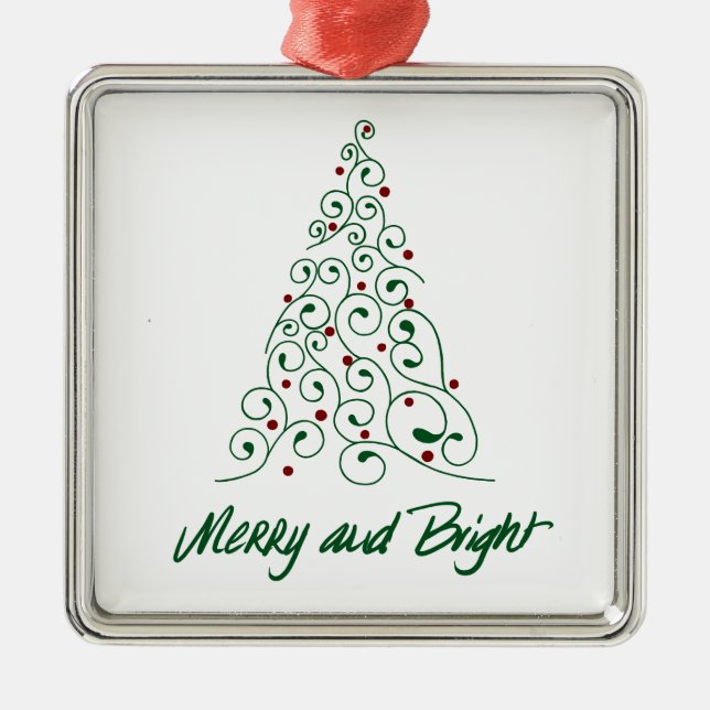 Merry & Bright Christmas Tree Ornament (Front)