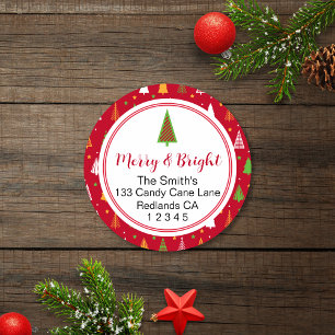 Merry & Bright Christmas Tree Return Address Label