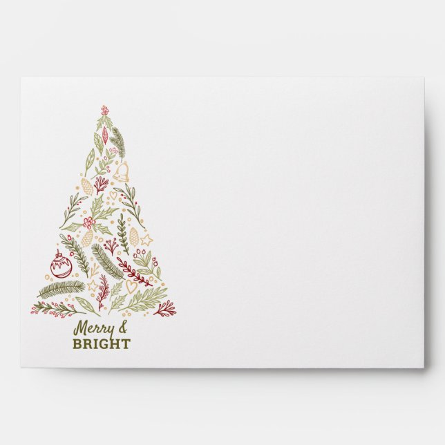 Merry & Bright Christmas Tree & Rustic Pine Envelope (Front)