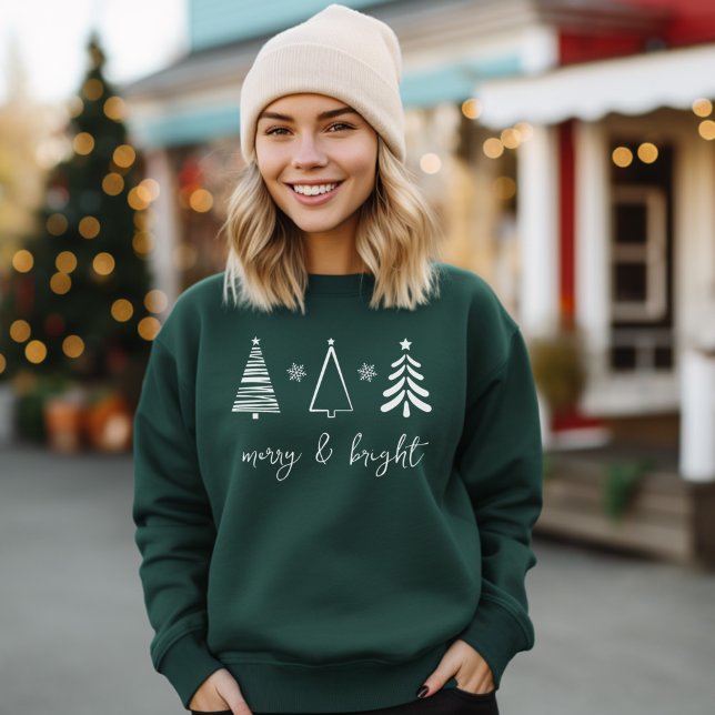 Merry & Bright Christmas Tree T-Shirt Sweatshirt (Creator Uploaded)