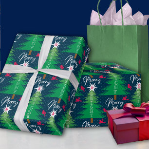 Merry Bright Christmas Tree Wrapping Paper