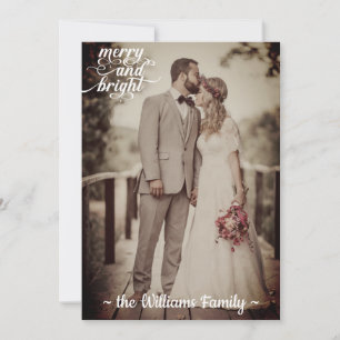 Merry & Bright Christmas Vintage Retro Old Photo Holiday Card