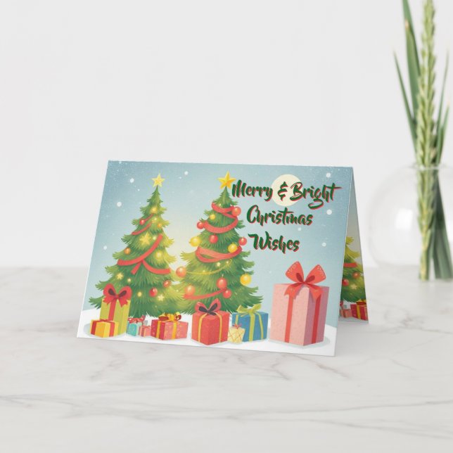 Merry & Bright Christmas Wishes Card (Front)