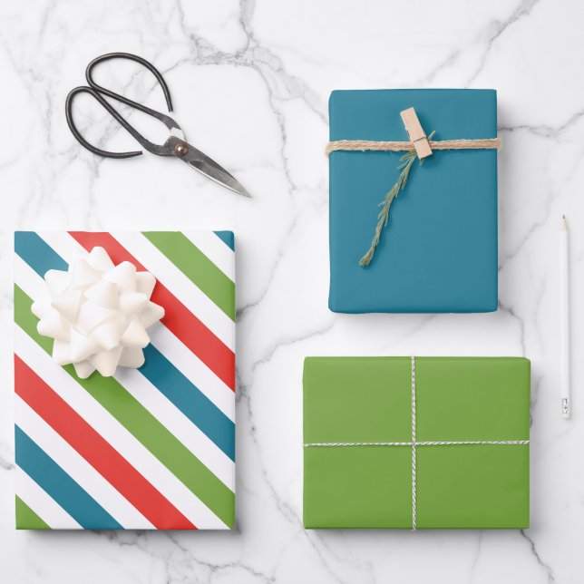 Merry & Bright Christmas Wrapping Paper Sheet (Front)