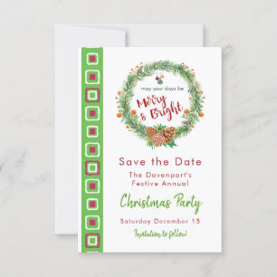 Merry & Bright Christmas Wreath Invitation
