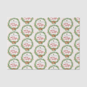 Merry & Bright Christmas Wreath Pattern Tissue Paper