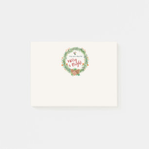 Merry & Bright Christmas Wreath Post-it Notes
