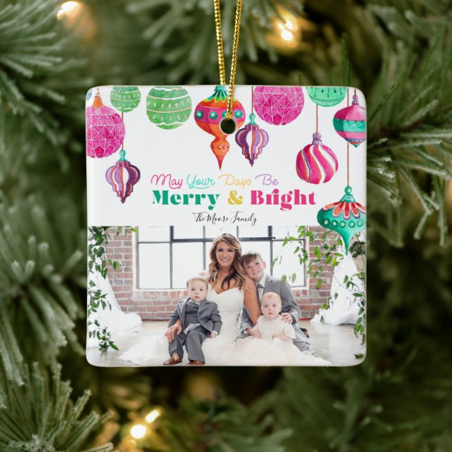 Merry & Bright Colorful Christmas Ornament (Tree)