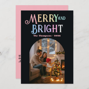 Merry & Bright Colorful Christmas Photo Holiday Card