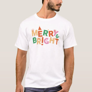 Merry & Bright Colorful Retro Christmas  T-Shirt
