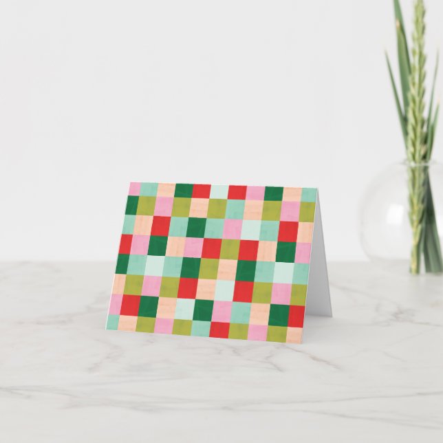 Merry & Bright Colour Blocks Folded Thank You Card (Front)