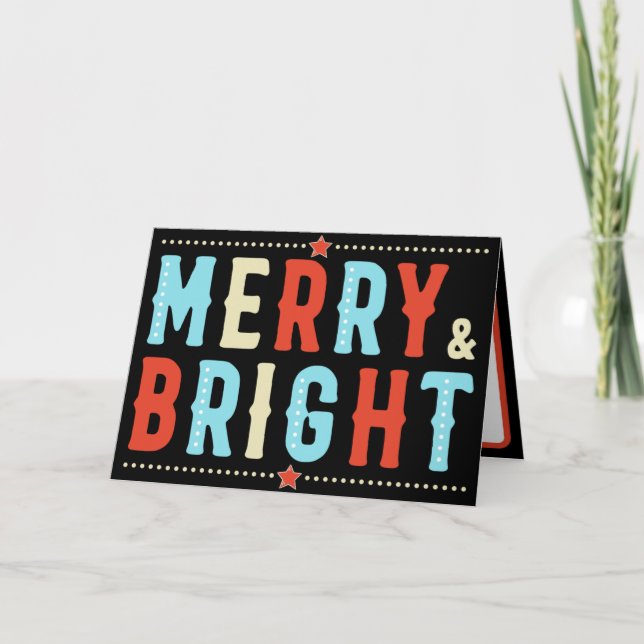 Merry & Bright Colourful Christmas Card (Front)