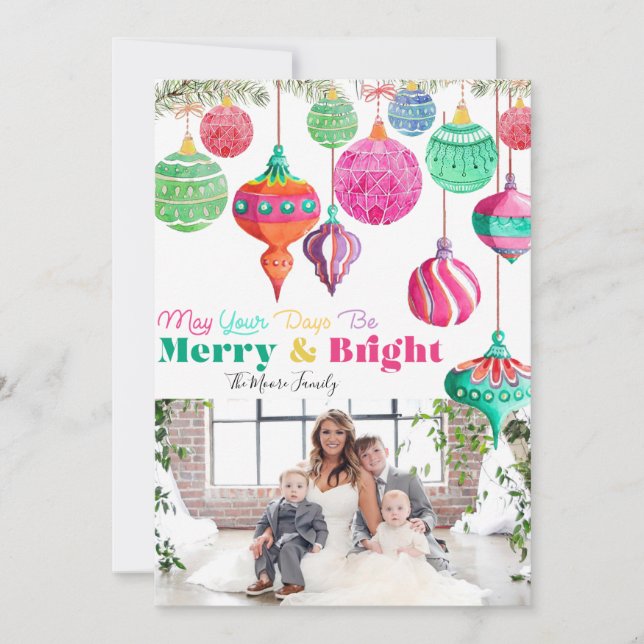 Merry & Bright Colourful Christmas Card (Front)