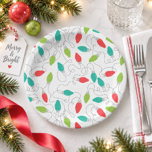 Merry & Bright Colourful Christmas Party Paper Plate