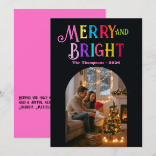 Merry & Bright Colourful Christmas Photo Holiday Card