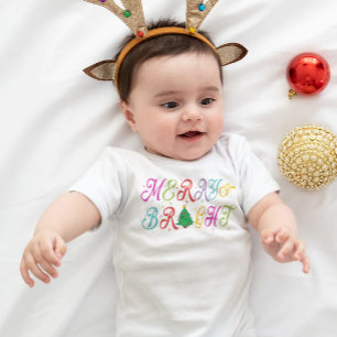 Merry & Bright Colourful Christmas Tree Baby Bodysuit