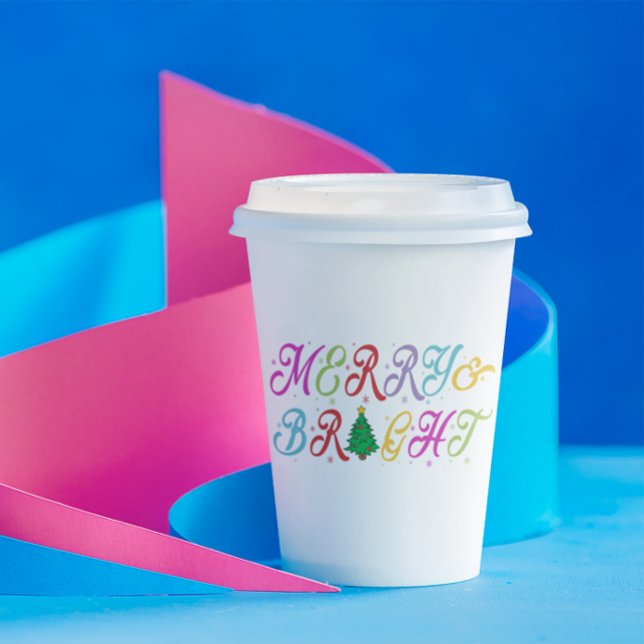 Merry & Bright Colourful Christmas Tree Festive Paper Cups (Merry & Bright Colorful Christmas Tree Festive Paper Cups)