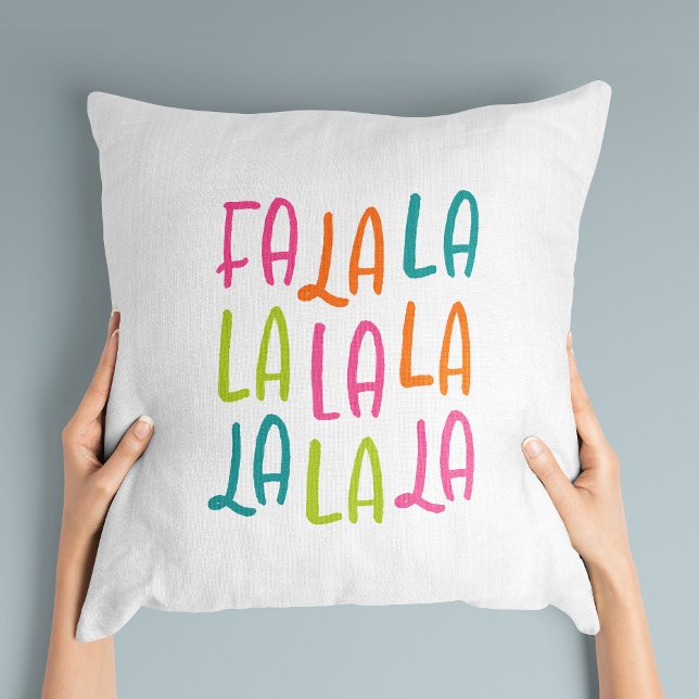 Merry bright colourful fa la la Christmas holiday Cushion (Creator Uploaded)