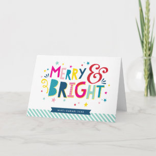 MERRY & BRIGHT colourful festive christmas holiday