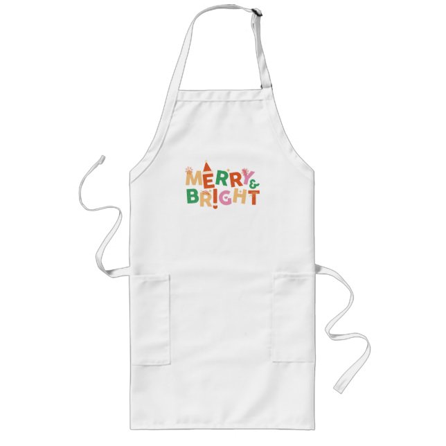 Merry & Bright Colourful Holiday Long Apron (Front)