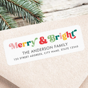 Merry bright colourful retro font return address