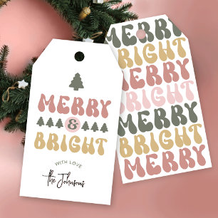 Merry & Bright Colourful Retro Groovy Christmas Gift Tags