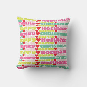 merry bright colourful wishes   christmas holiday cushion