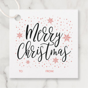 Merry & Bright Coral Red Christmas Gift Tag