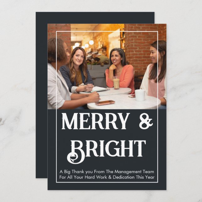 Merry & Bright Corporate Holiday Card for Employee (Front/Back)