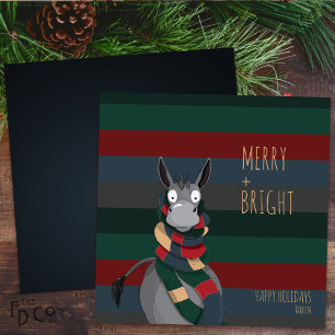 “Merry + Bright” Crazy Cute Donkey Holiday Card