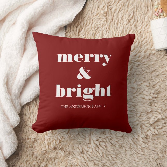 Merry & Bright Custom Christmas | Holiday Red Cushion (Blanket)