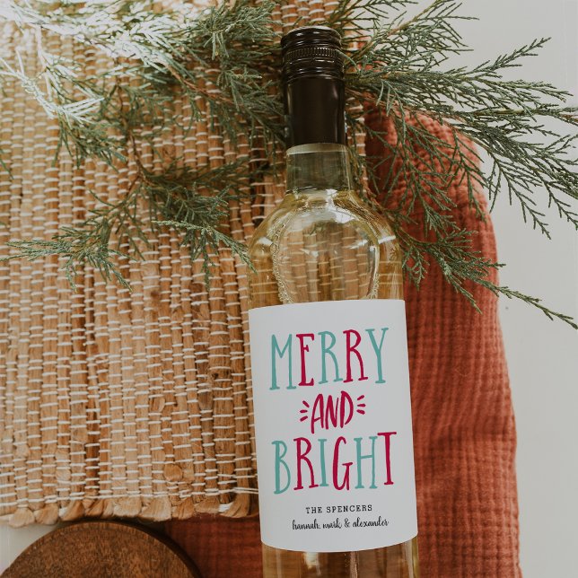 Merry & Bright | Custom Christmas Wine Label (Creator Uploaded)