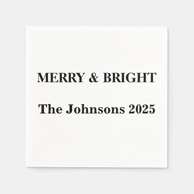 Merry & Bright Custom Napkins – Christmas 2025 (Front)