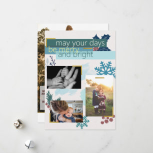 Merry & Bright Custom Photo Collection Christmas Holiday Card