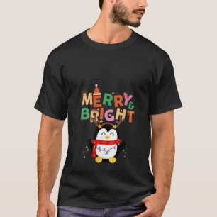 Merry Bright Cute Penguin Funny Xmas Christmas Boy T-Shirt