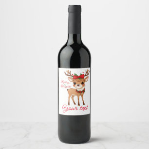 Merry&Bright Cute Reindeer  Wine Label