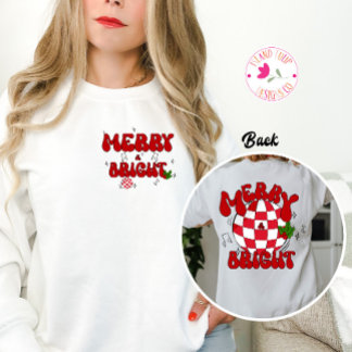 Merry & Bright Disco Ball Red & Green Christmas Sweatshirt