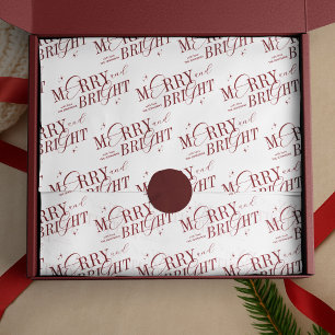 Merry & Bright Elegant Custom Name Christmas Tissue Paper