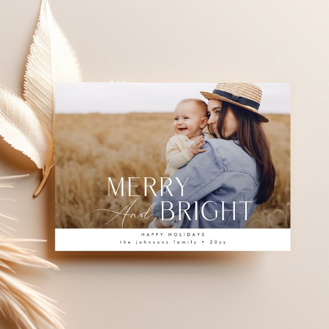 Merry & Bright: Elegant Family Christmas Photo Holiday Card (Creator Uploaded)