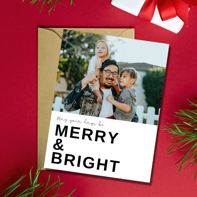 Merry Bright Family Photo Christmas Holiday Postcard (Merry Bright Family Photo Christmas Holiday Postcard)