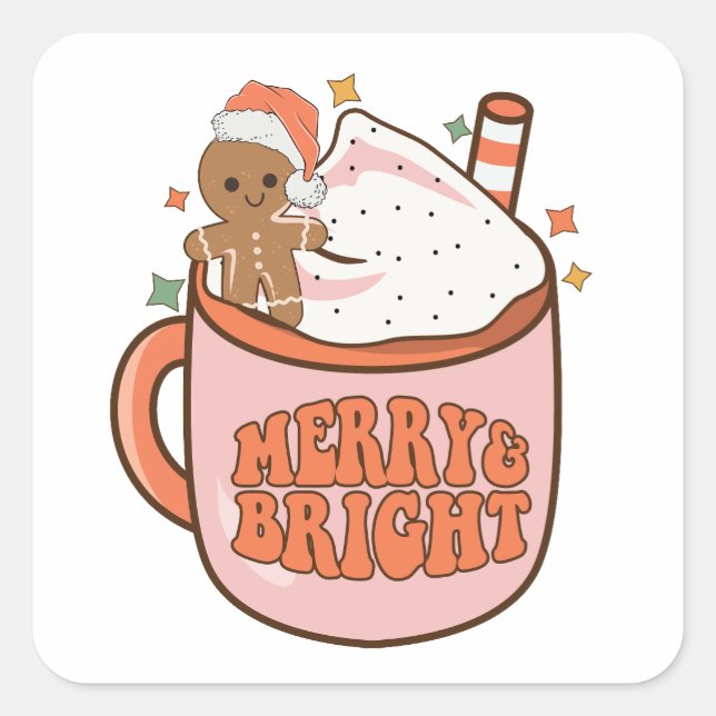 Merry Bright – Festive Christmas Cup Sticker (Front)