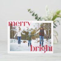 Merry Bright Festive Red Typography Fun Two Photo