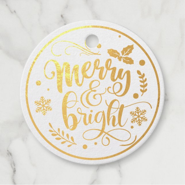 Merry & Bright Foil Favour Tags (Front)