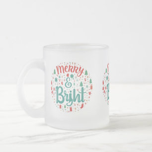 Merry & Bright Frosted Glass Mug - 10 oz