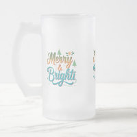 Merry & Bright Frosted Glass Mug - 16 oz  