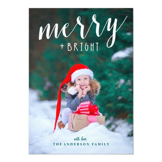 Merry & Bright Full Bleed Photo Christmas Card