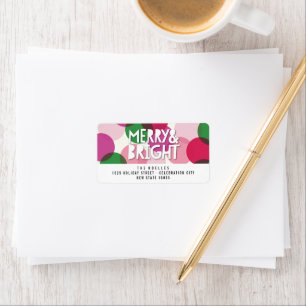 Merry & Bright Fun Colourful Confetti Dots Holiday Label