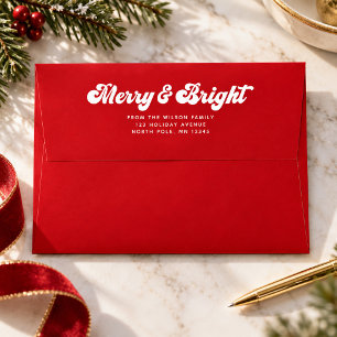 Merry Bright Fun Modern Holiday Return Address Envelope