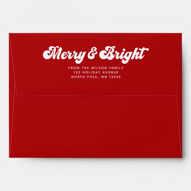 Merry Bright Fun Modern Holiday Return Address Envelope (Back (Top Flap))